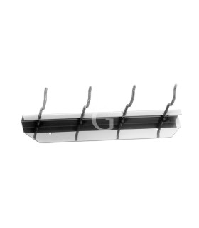 Supporto a parete in inox con 4 ganci L 300 mm x P 100 mm x H 50 mm