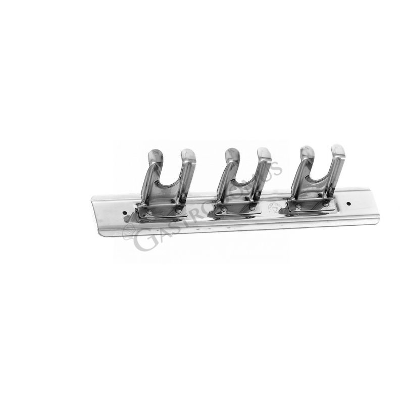 Supporto a parete in inox con 3 posti L 300 mm x P 60 mm x H 50 mm Supporto a parete in inox con 3 posti L 300 mm x P 60 mm x H 50 mm