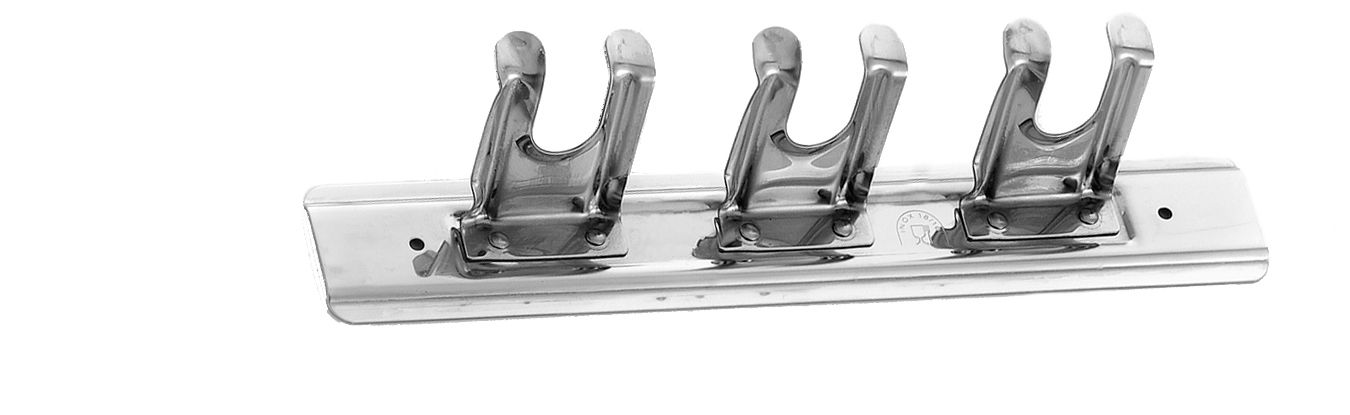 Supporto a parete in inox con 3 posti L 300 mm x P 60 mm x H 50 mm