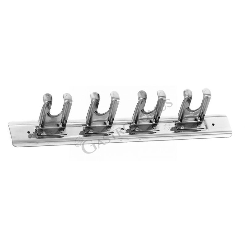 Supporto a parete in inox con 4 posti L 380 mm x P 60 mm x H 50 mm Supporto a parete in inox con 4 posti L 380 mm x P 60 mm x H 50 mm