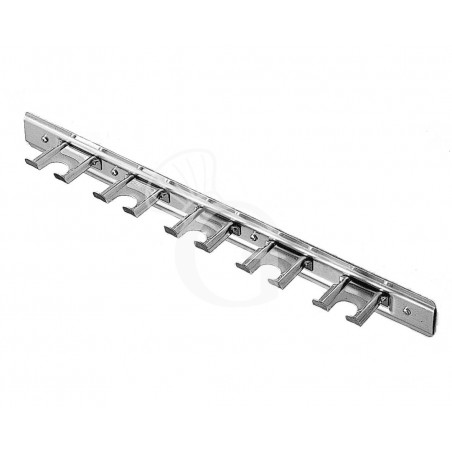 Supporto a parete in inox con 5 posti L 460 mm x P 60 mm x H 50 mm Supporto a parete in inox con 5 posti L 460 mm x P 60 mm x H 50 mm