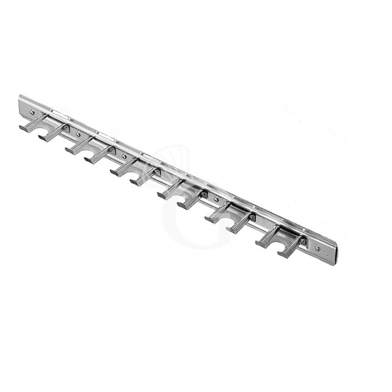 Supporto a parete in inox con 6 posti L 540 mm x P 60 mm x H 50 mm Supporto a parete in inox con 6 posti L 540 mm x P 60 mm x H 50 mm