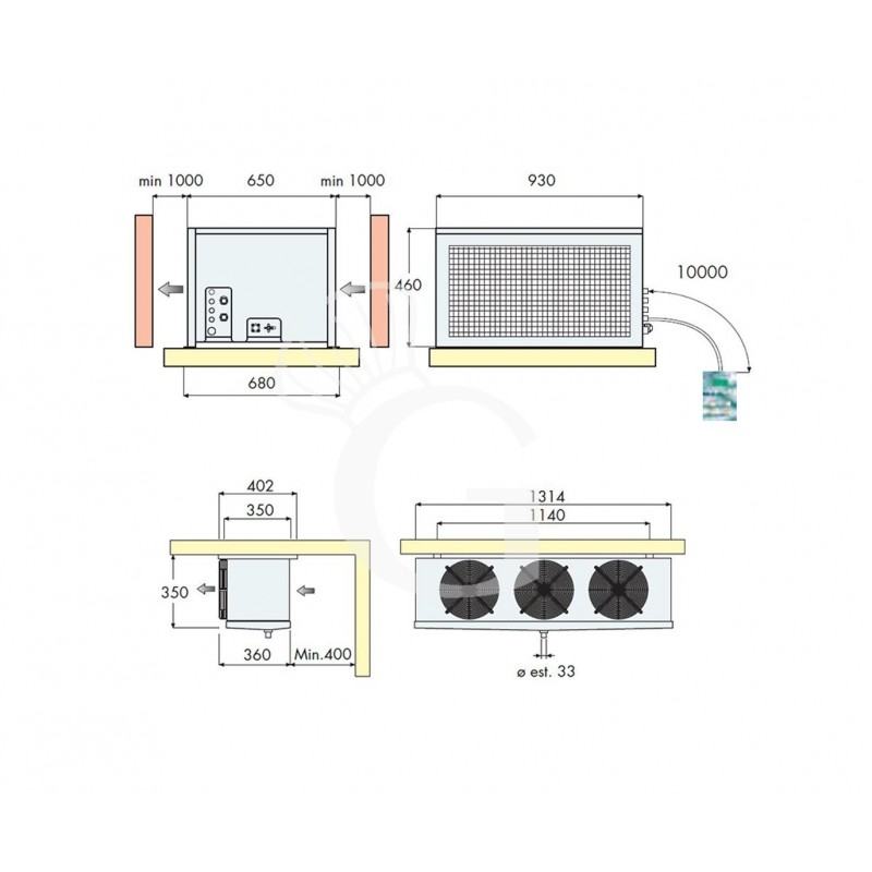 Motore remoto per cella frigorifera negativa - potenza 1706 W