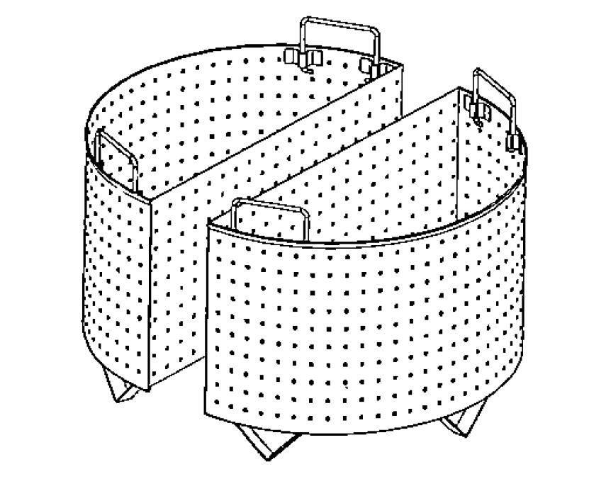 Colapasta 2 settori per pentola 150 litri - fori diametro 5 mm