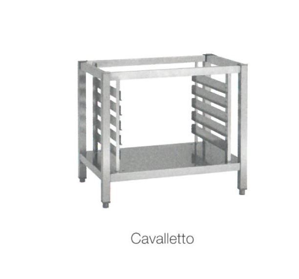 Porta teglie (quantità 8) + cavalletto con ripiano adatto a forni 4 teglie GN 2/3 o 433 x 333