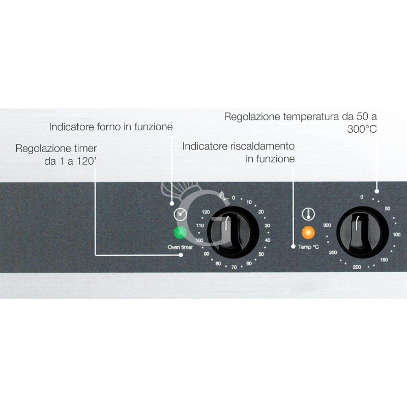 Forno elettrico a convezione per brioches, porta ribalta, comandi meccanici, 4 teglie GN 2/3, potenza 2,8 kw
