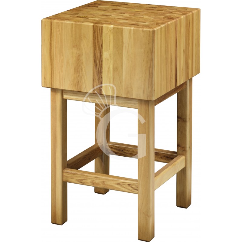 Ceppo in legno spessore 250 mm + sgabello L 700 mm x P 600 mm x H 900 mm