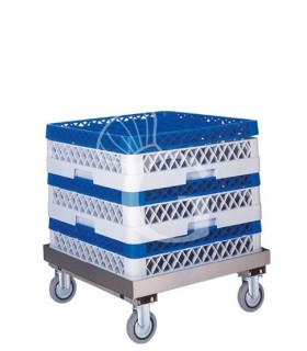 Carrello portacestelli lavastoviglie interamente in acciaio inox senza manico