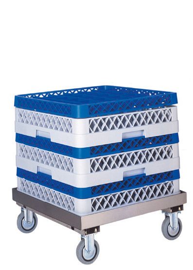 Carrello portacestelli lavastoviglie interamente in acciaio inox senza manico