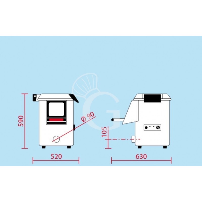 Pelapatate da banco, trifase, capacità 5 Kg, produzione 60 Kg/h