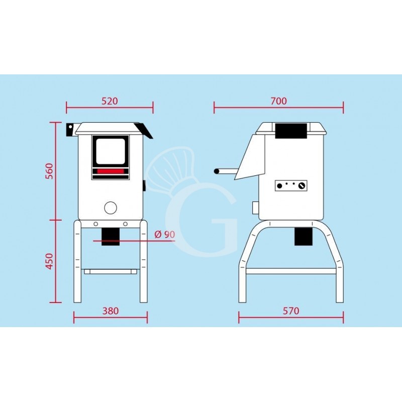Pelapatate da pavimento con cavalletto, trifase, capacità 5 Kg, produzione 60 Kg/h