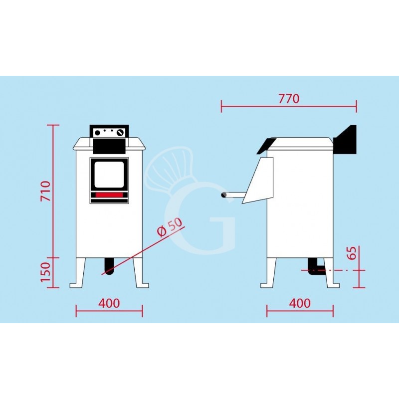 Pelapatate da pavimento, trifase, capacità 10 Kg, produzione 120 Kg/h