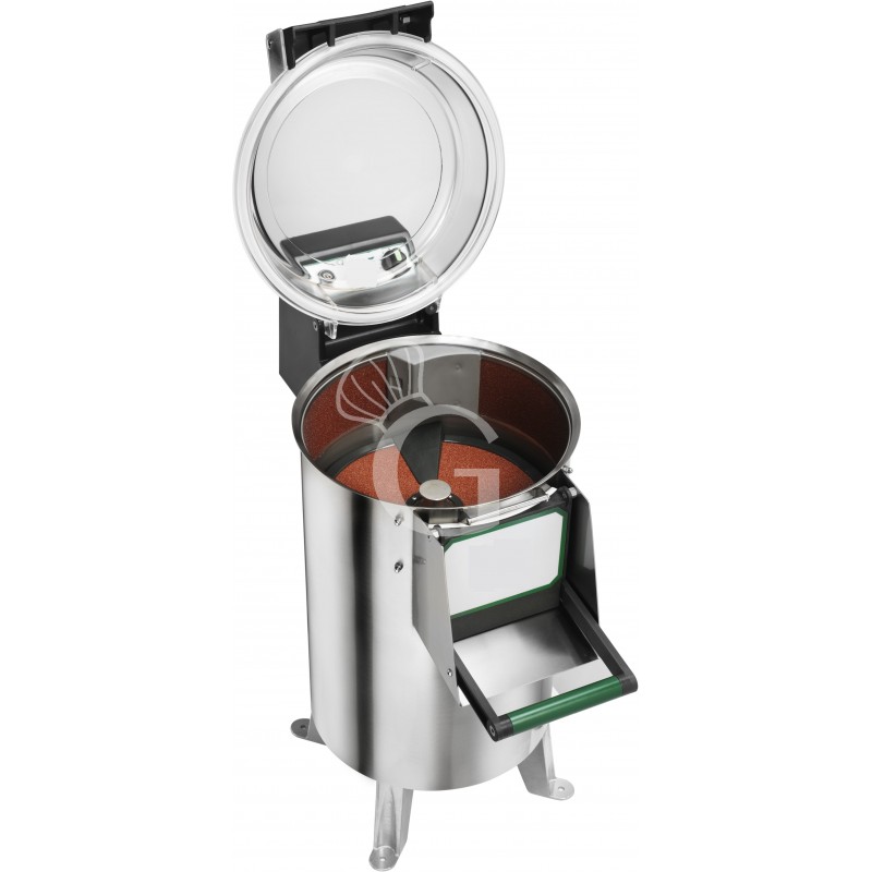 Pelapatate da pavimento con abrasivo laterale, trifase, capacità 10 Kg, produzione 120 Kg/h