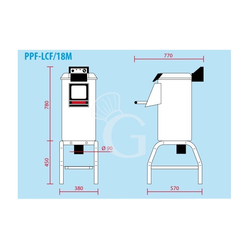 Pelapatate da pavimento con cavalletto, trifase, capacità 18 Kg, produzione 220 Kg/h