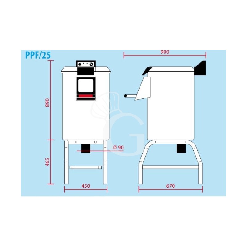 Pelapatate da pavimento con cavalletto, trifase, capacità 25 Kg, produzione 450 Kg/h