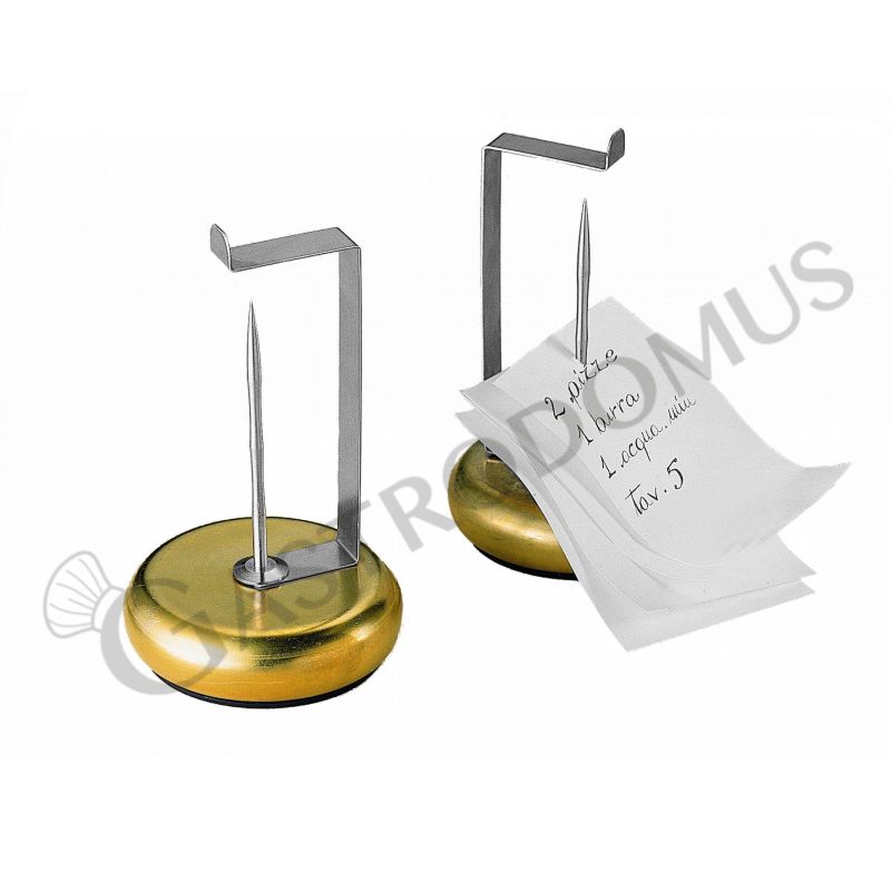 Portacomande con base in ottone e spillone in inox L 100 mm x P 100 mm x H 140 mm Portacomande con base in ottone e spillone in inox L 100 mm x P 100 mm x H 140 mm