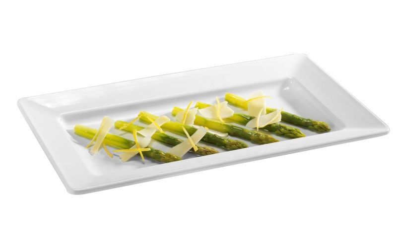 Piatto rettangolare in melamina con dimensioni L 358 mm x P 205 mm x H 38 mm