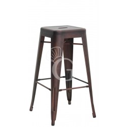 Sgabello Rifle con struttura e seduta in metallo verniciato effetto canna di fucile