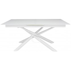 Tavolo con struttura in metallo verniciato e piano allungabile in cristallo, L 180/220 cm