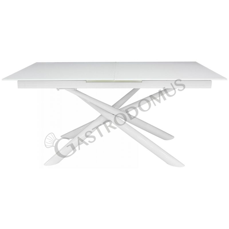 Tavolo con struttura in metallo verniciato e piano allungabile in cristallo, L 180/220 cm