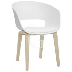 Sedia Zeta con struttura in legno, scocca in polipropilene e cuscino in ecopelle