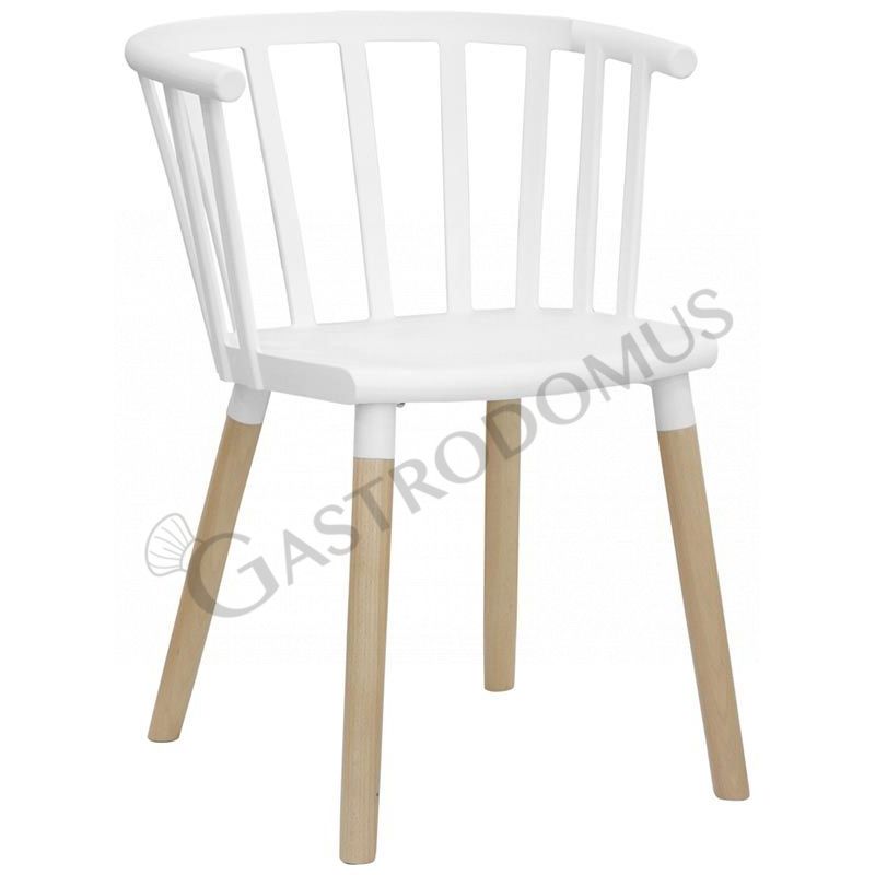 Sedia Riga con gambe in legno e struttura in polipropilene e metallo Sedia Riga con gambe in legno e struttura in polipropilene e metallo