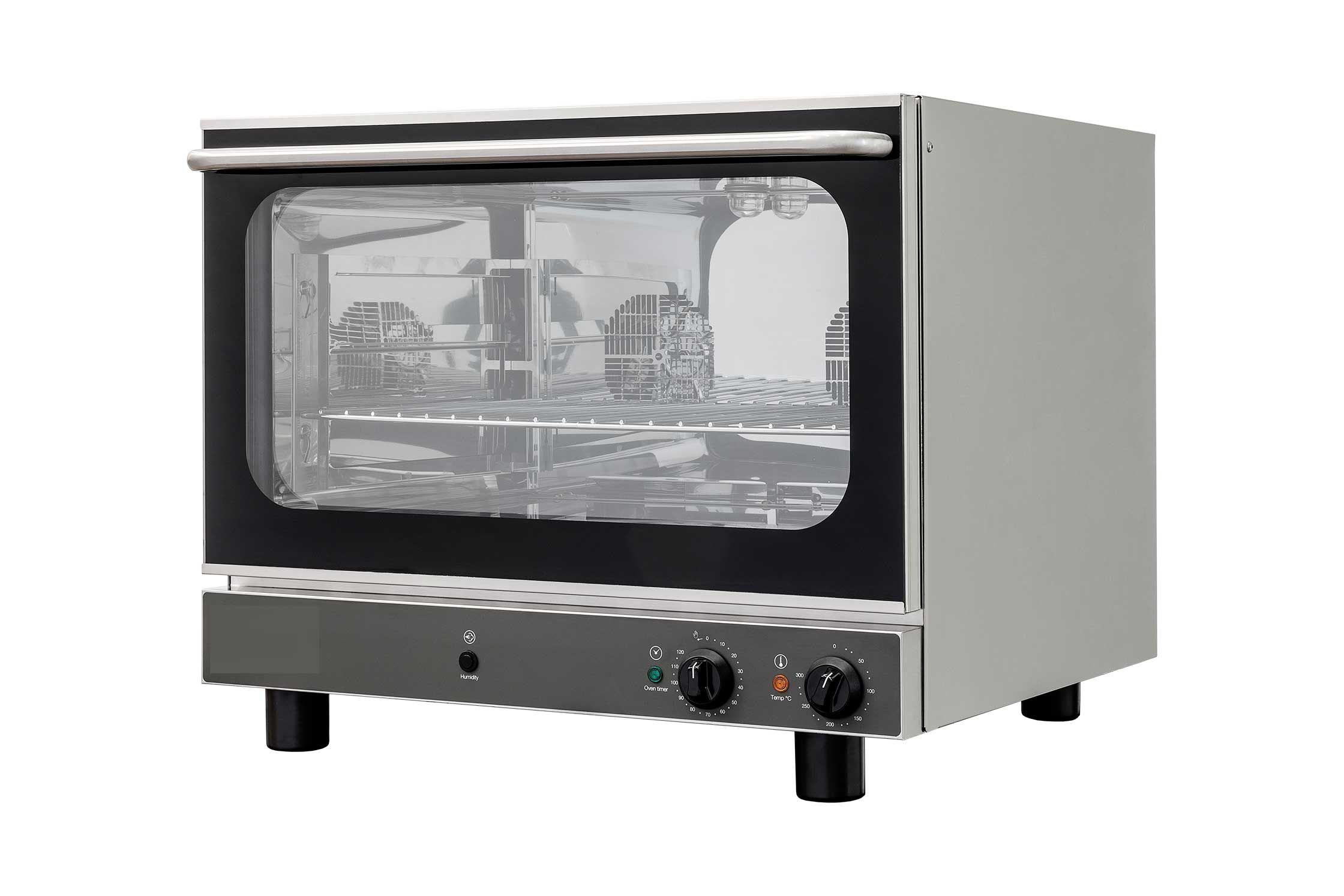 Forno elettrico a convezione per pasticceria con umidificatore, comandi meccanici, trifase per 4 teglie 600x400 mm