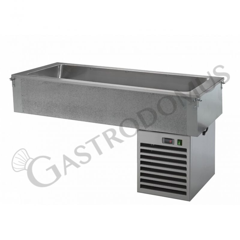 Piano refrigerato statico da incasso - altezza vasca 110 mm - dimensioni L 2110 x P 640 x H 590 mm Piano refrigerato statico da incasso - altezza vasca 110 mm - dimensioni L 2110 x P 640 x H 590 mm