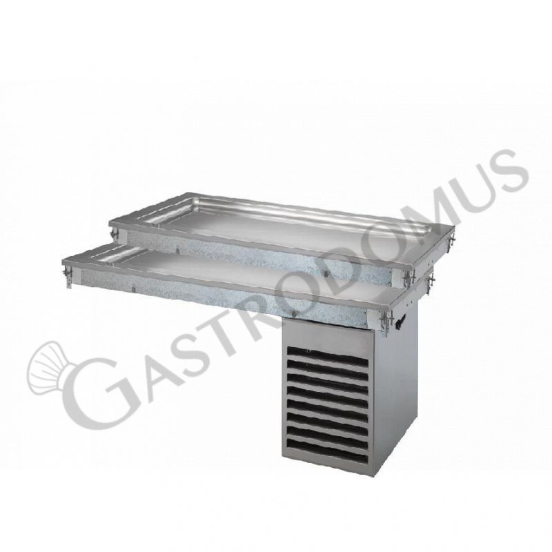 Piano refrigerato statico in inox su 2 livelli - dimensioni L 810 x P 640 x H 570 mm