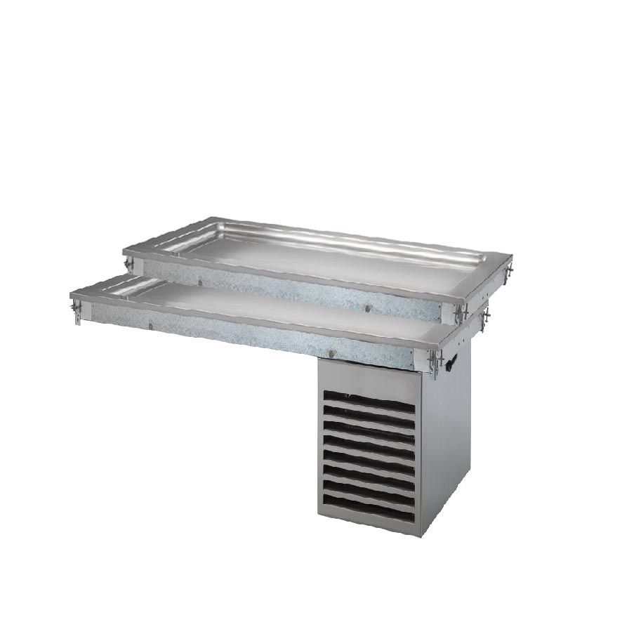 Piano refrigerato statico in inox su 2 livelli - dimensioni L 1460 x P 640 x H 570 mm