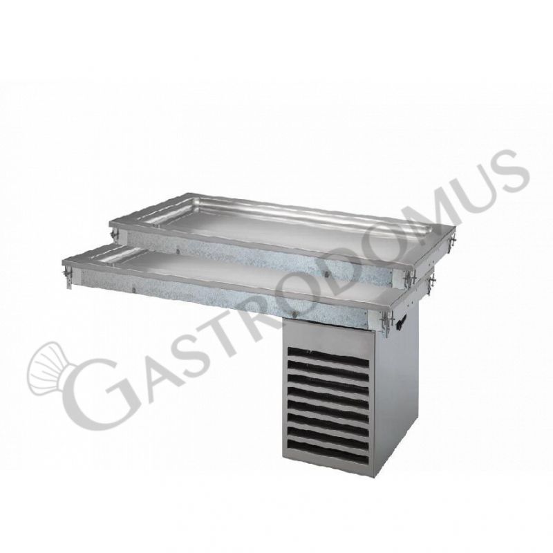 Piano refrigerato statico in inox su 2 livelli - dimensioni L 2110 x P 640 x H 570 mm Piano refrigerato statico in inox su 2 livelli - dimensioni L 2110 x P 640 x H 570 mm