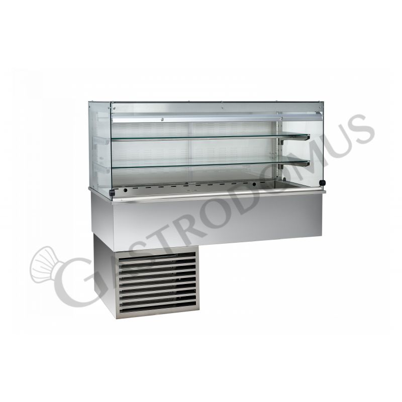 Vetrina refrigerata ventilata cubica 2 ripiani con tendina lato cliente  - Lunghezza 810 mm