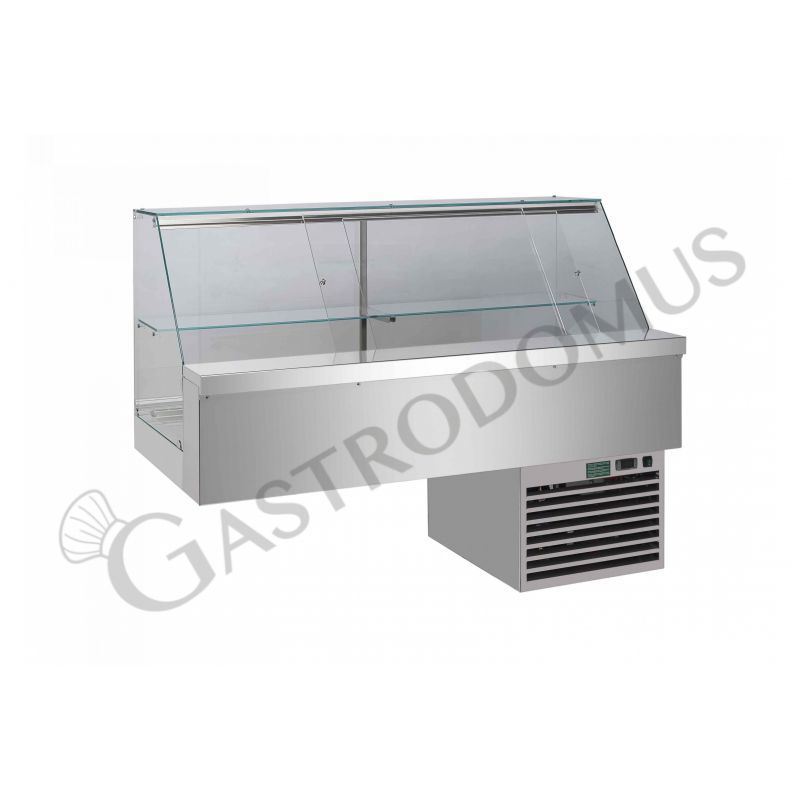 Vetrina refrigerata ventilata cubica 2 ripiani con tendina lato cliente - Lunghezza 810 mm Vetrina refrigerata ventilata cubica 2 ripiani con tendina lato cliente - Lunghezza 810 mm
