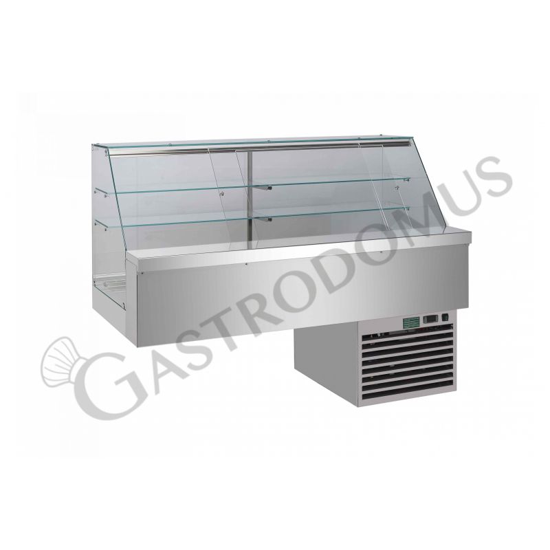 Vetrina refrigerata ventilata cubica 2 ripiani con tendina lato cliente  - Lunghezza 810 mm