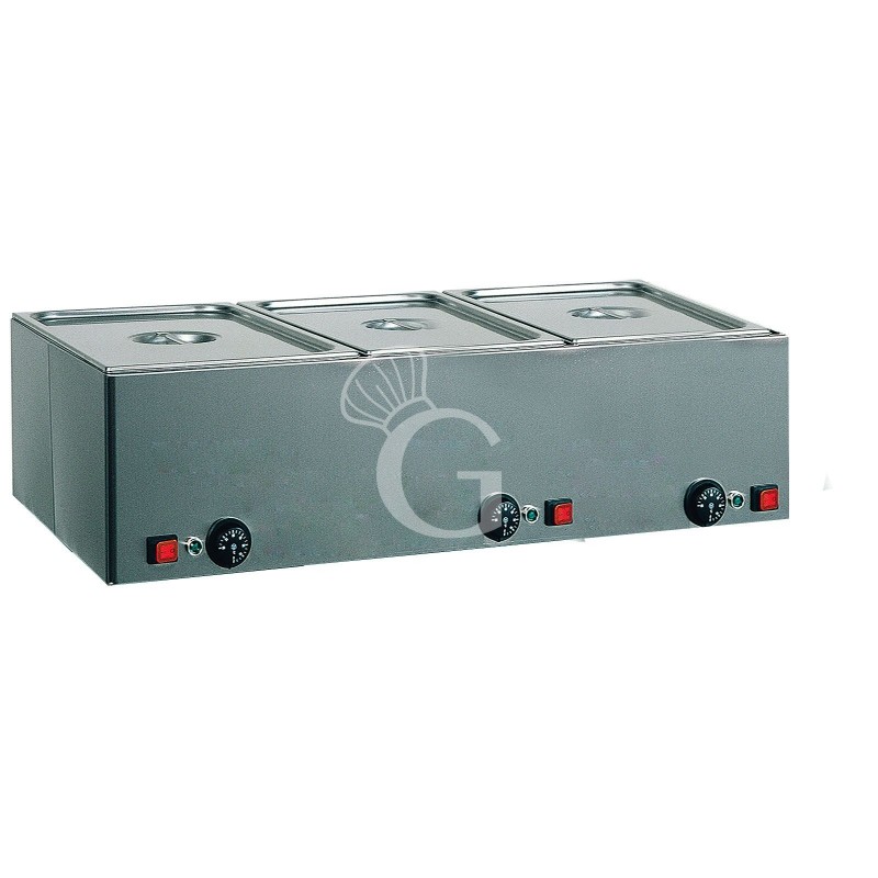 Bagnomaria 3 bacinelle GN1/1 L 990 mm x P 540 mm x H 220 mm 1000 W + 1000 W + 1000 W