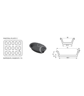 Set 2 piastre con impronta a barchetta grande per Cookmatic