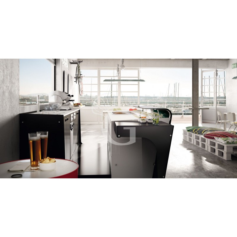 Banco bar + Retrobanco Lunghezza 3metri Drop-in Vetro supporto