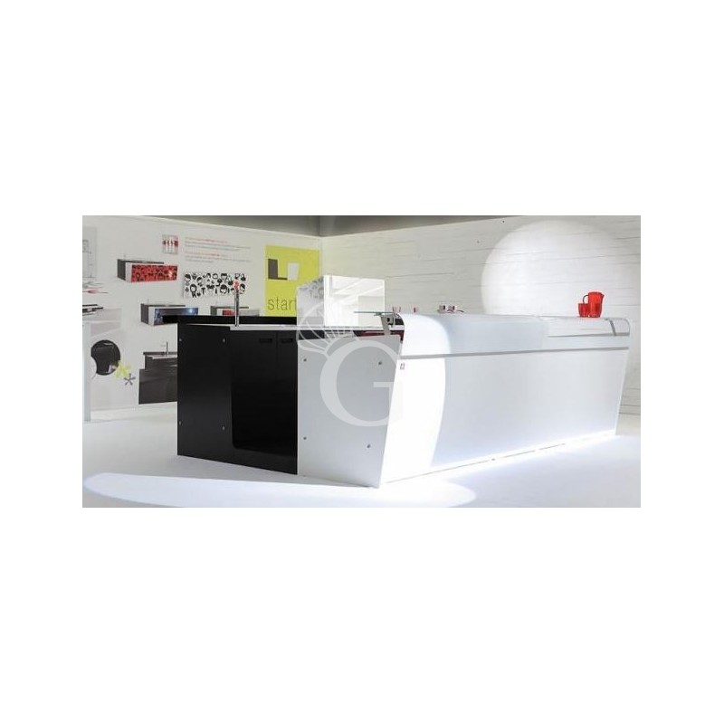 Bancone bar + Retrobanco in metallo verniciato con Drop-in Tuttamensola - L 2500 mm