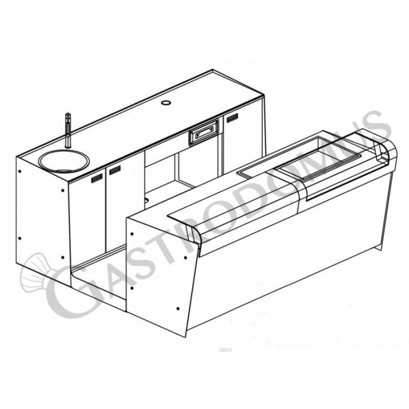 Banco bar + Retrobanco Lunghezza 2,5metri Drop-in Tuttamensola