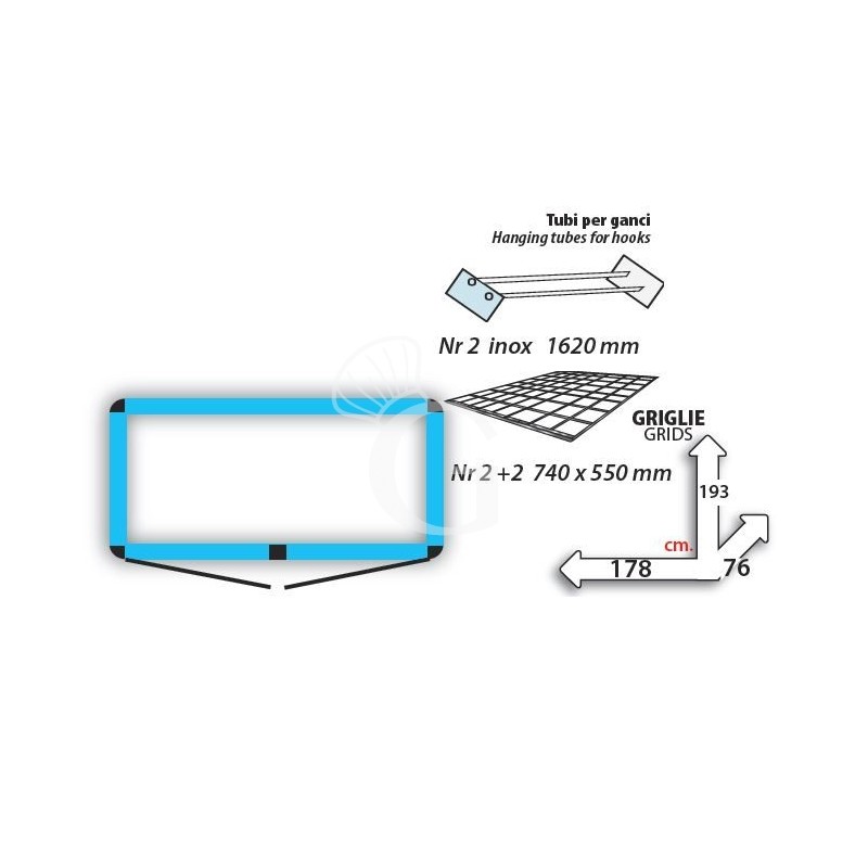 Vetrina frigo per carne 2 porte - temp. -5°C/+10°C - L 1780 mm x P 760 mm x H 1930 mm - dettaglio