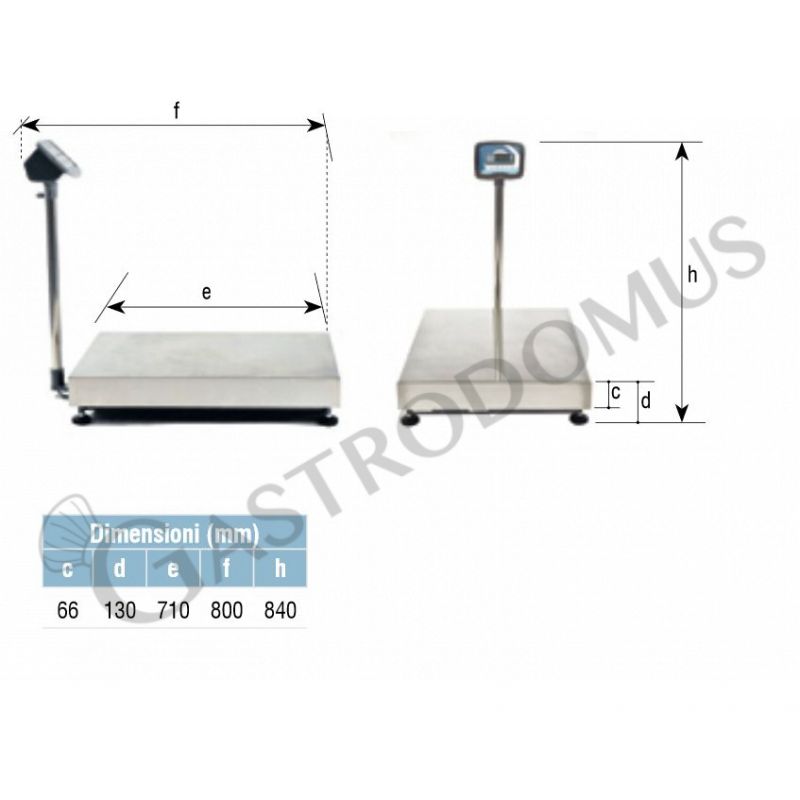 Bilancia monocella completa con portata 150 Kg e precisione 20 g - L 600 x P 500 x H 840 mm