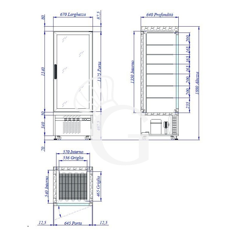 Espositore Refrigerato Pasticceria Statico 400 LT -15°C/-25°C 1 lato vetro