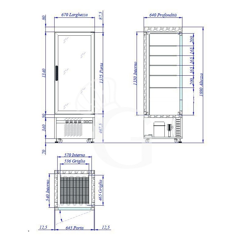 Espositore Refrigerato Pasticceria Statico 400 LT +2°C/+10°C 1 lato vetro