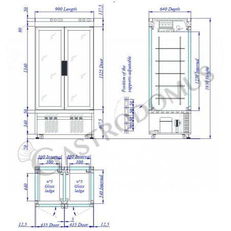 Espositore Refrigerato Pasticceria Ventilato 550 LT -25°C/+5°C 2 porte Espositore Refrigerato Pasticceria Ventilato 550 LT -25°C/+5°C 2 porte