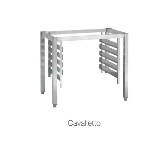 Porta teglie (quantità 8) + cavalletto aperto per forni 4 teglie GN 2/3 o 433 x 333 mm