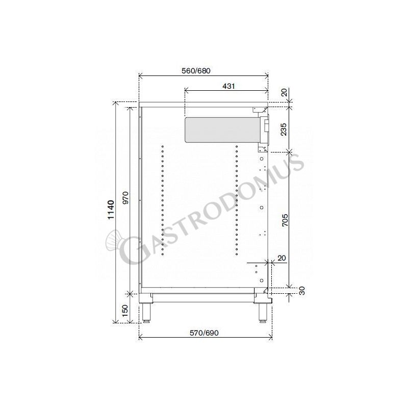 Banco per macchina caffè con top inox - L 1250 mm x P 550 mm x H 1140 mm