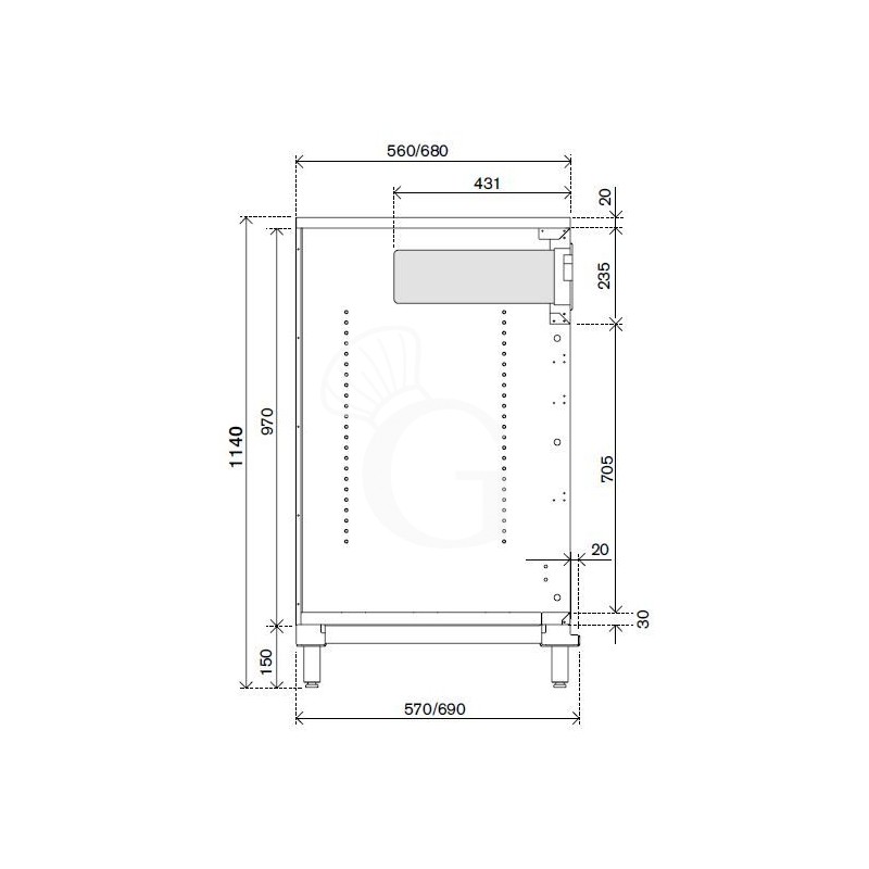 Banco per macchina caffè con top in acciaio - L 1500 mm x P 670 mm x H 1140 mm