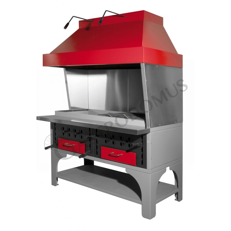 Barbecue modulare doppio alimentato a carbone vegetale - Lunghezza 1500 mm