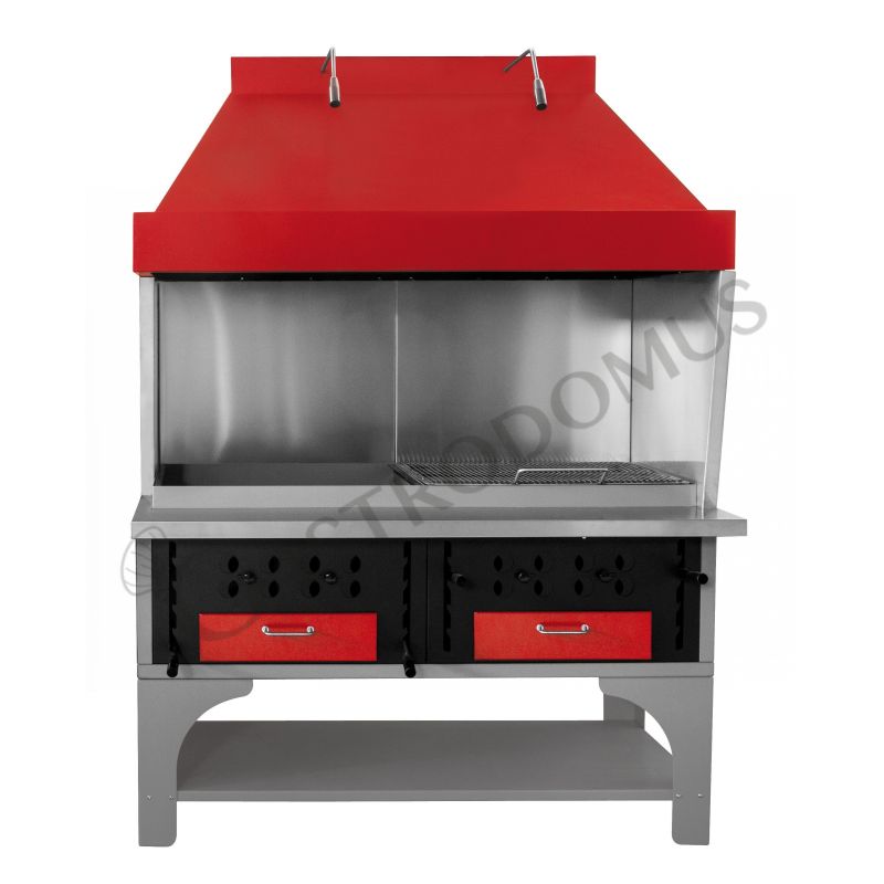 Barbecue modulare doppio alimentato a carbone vegetale - Lunghezza 1500 mm Barbecue modulare doppio alimentato a carbone vegetale - Lunghezza 1500 mm