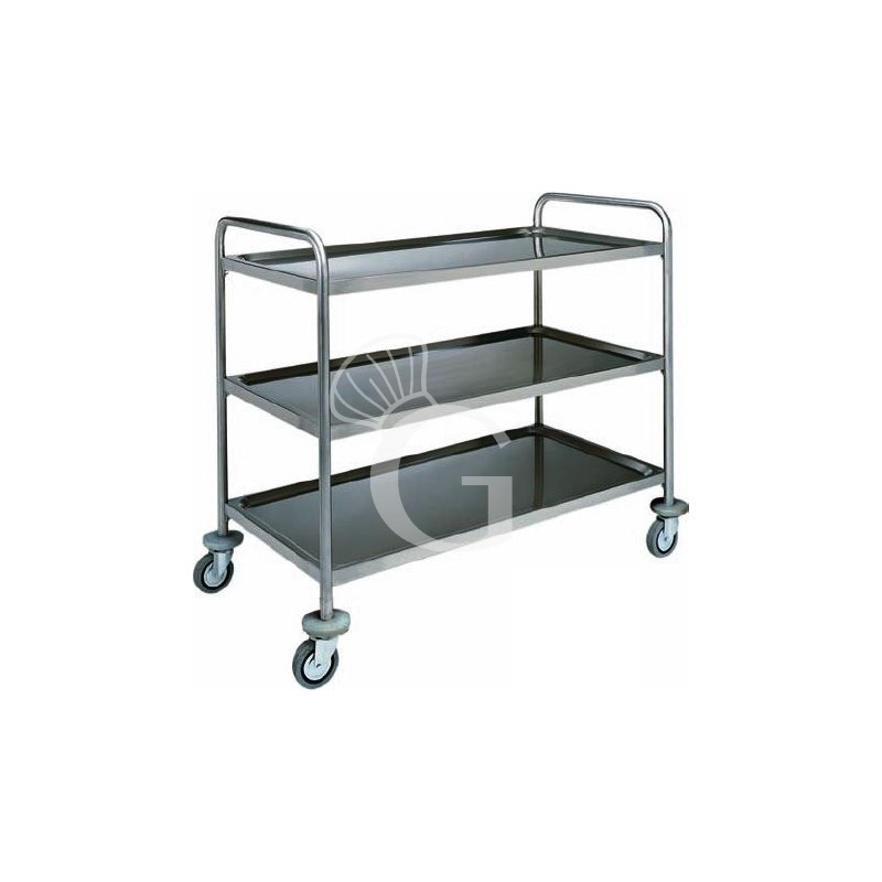 Carrello di servizio 3 piani con struttura tubolare in acciaio inox L 1280 mm x P 700 mm x H 1040 mm